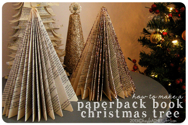how to make a paperback book christmas tree, book page christmas crafts, christmas crafts with kids